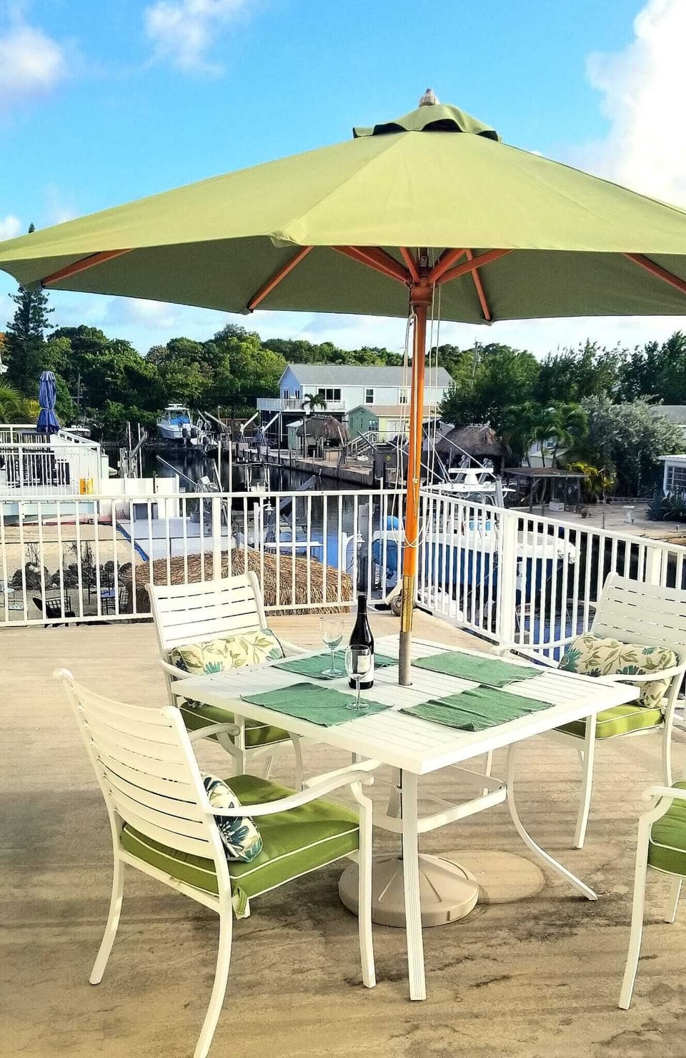 Patio overlooking canal