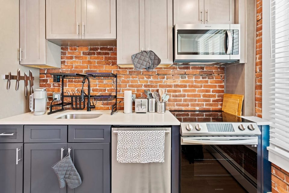The modern kitchen comes fully equipped with everything you need