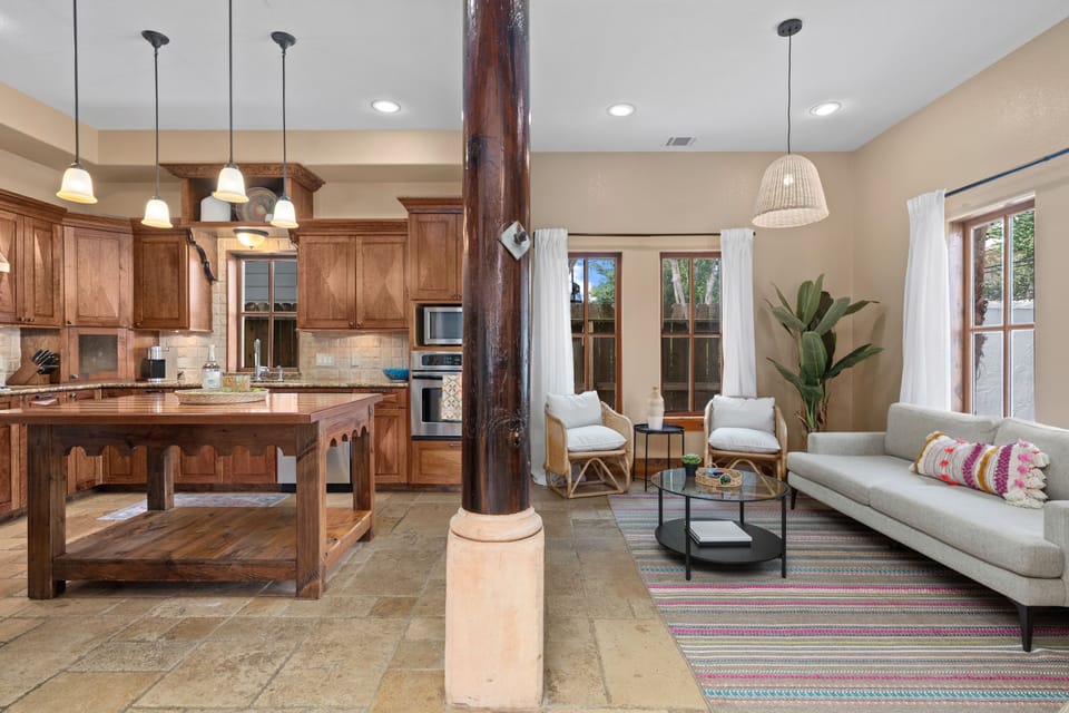 1st floor Kitchen and Sitting area with unique character and decor