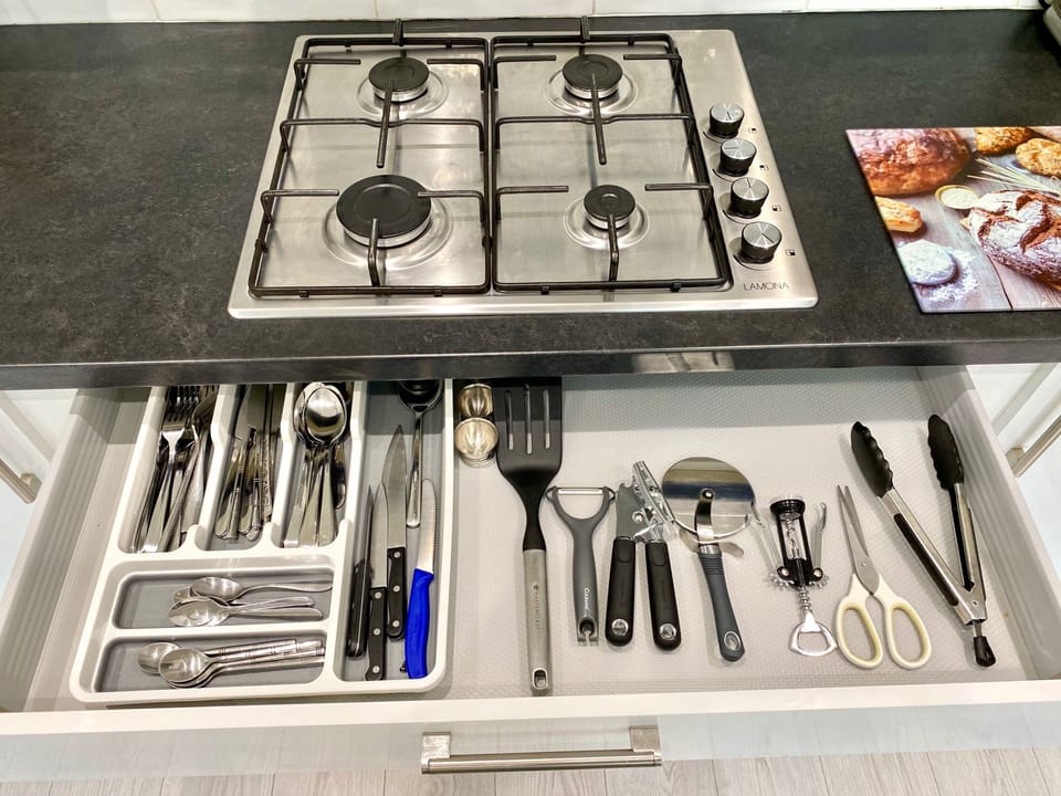 Our kitchen is stocked with most utensils needed for your short break. 