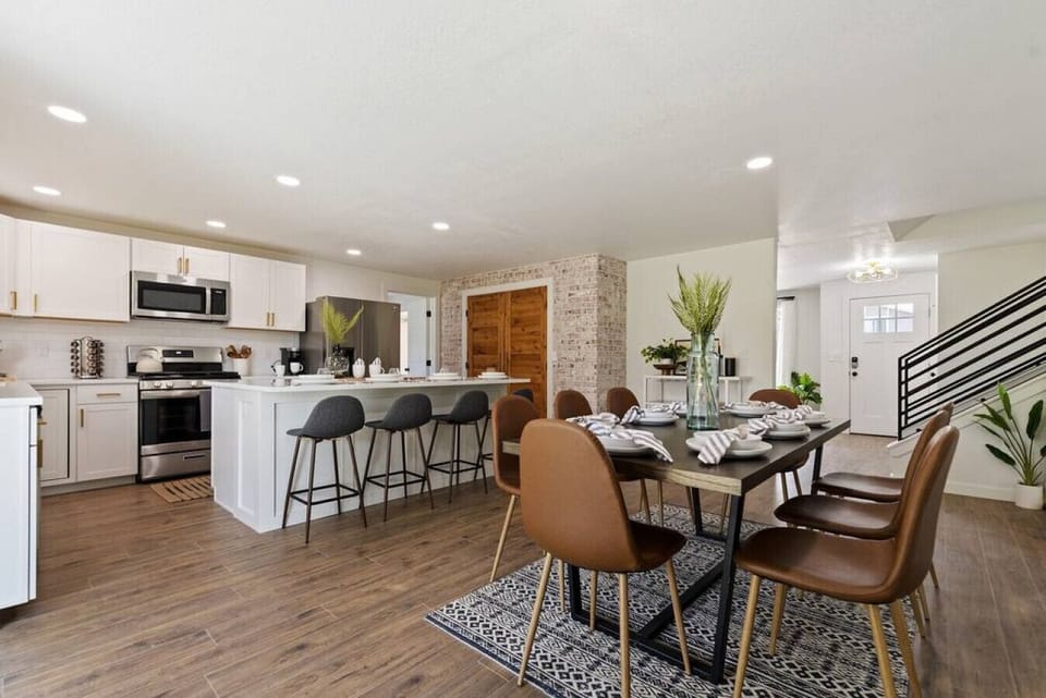Open layout for the kitchen and dining area