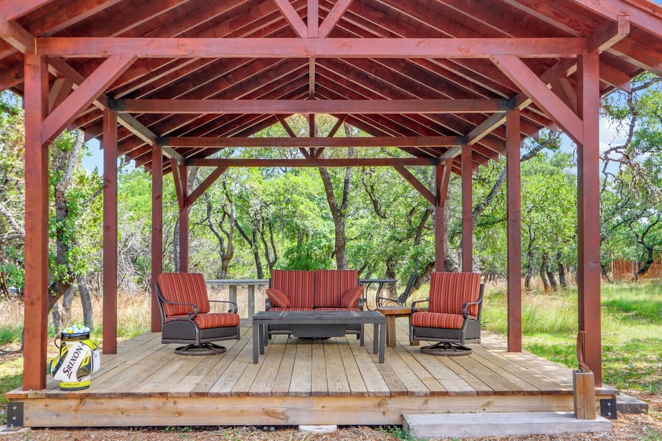 Covered seating on golf course