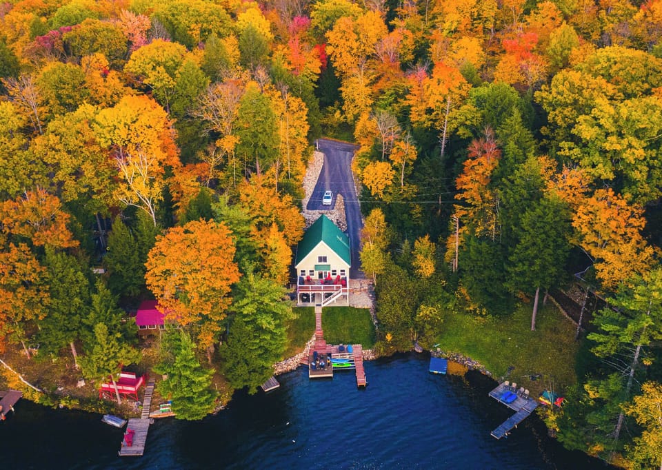 Aerial view of lakefront lookout