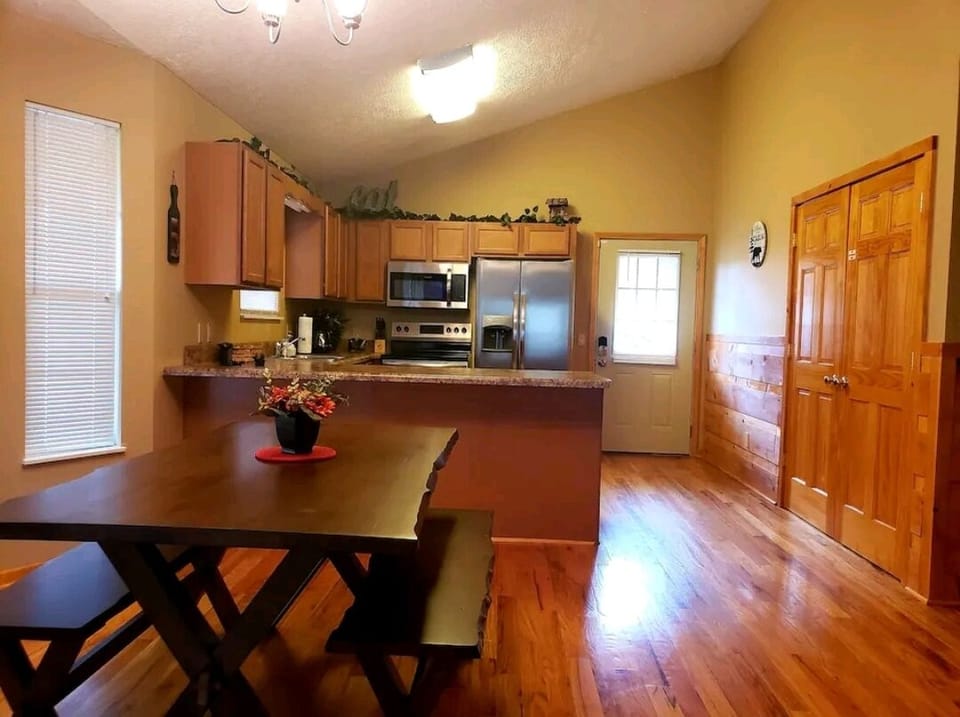 View from living room to kitchen