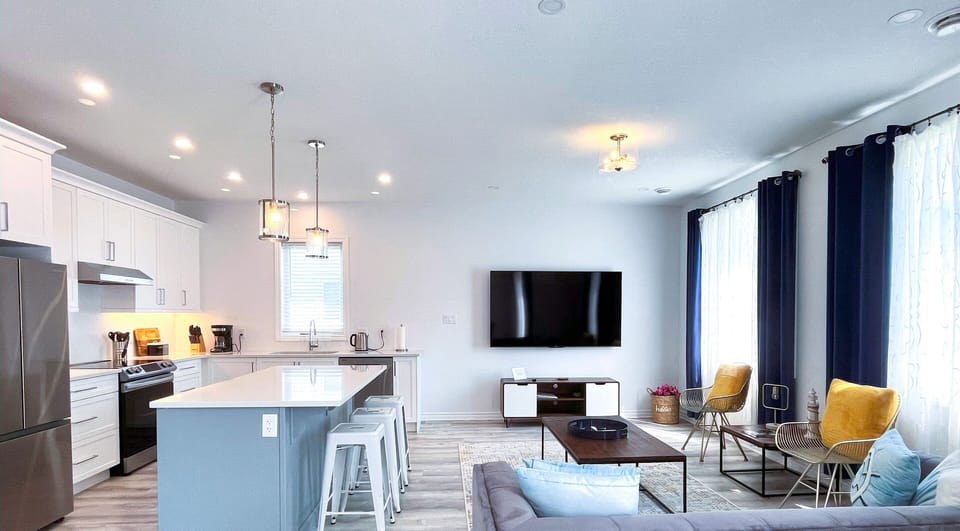 Bright open concept kitchen and living room