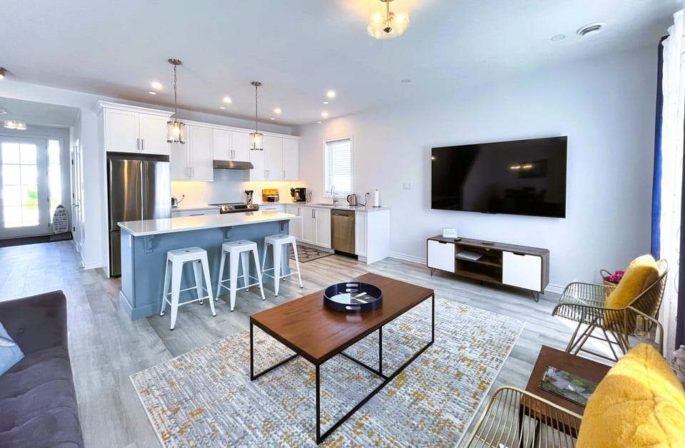 Bright open concept kitchen and living room