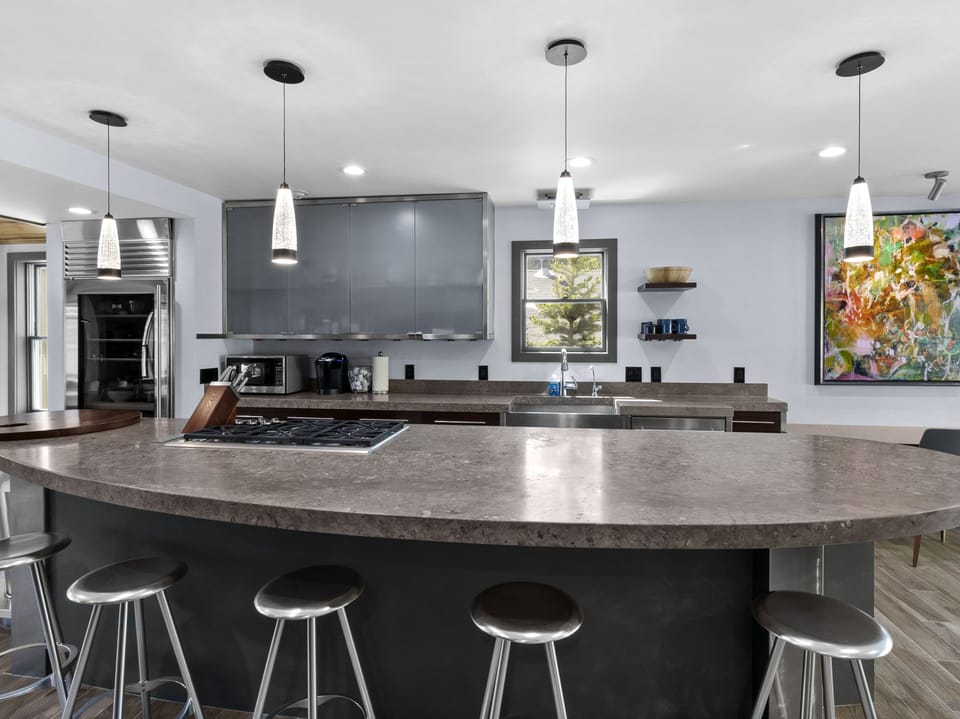 Long Custom Kitchen Island 5 Stools