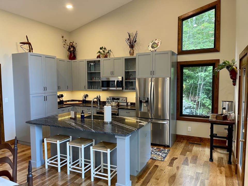 Bar seating and cabinets galore = great meal prep experience!