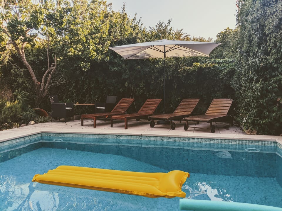 Swimming pool lounging area.