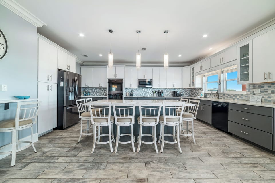Large kitchen with extra seating