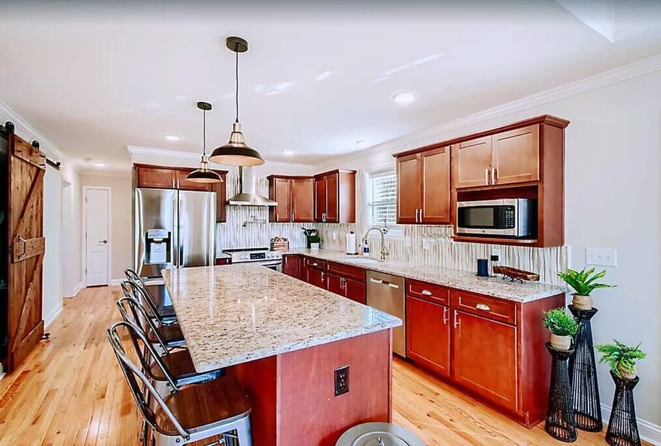 The kitchen is stocked with everything you need for making meals together.