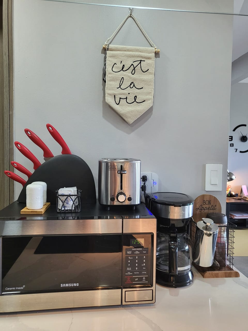 Morning breakfast and coffee station.