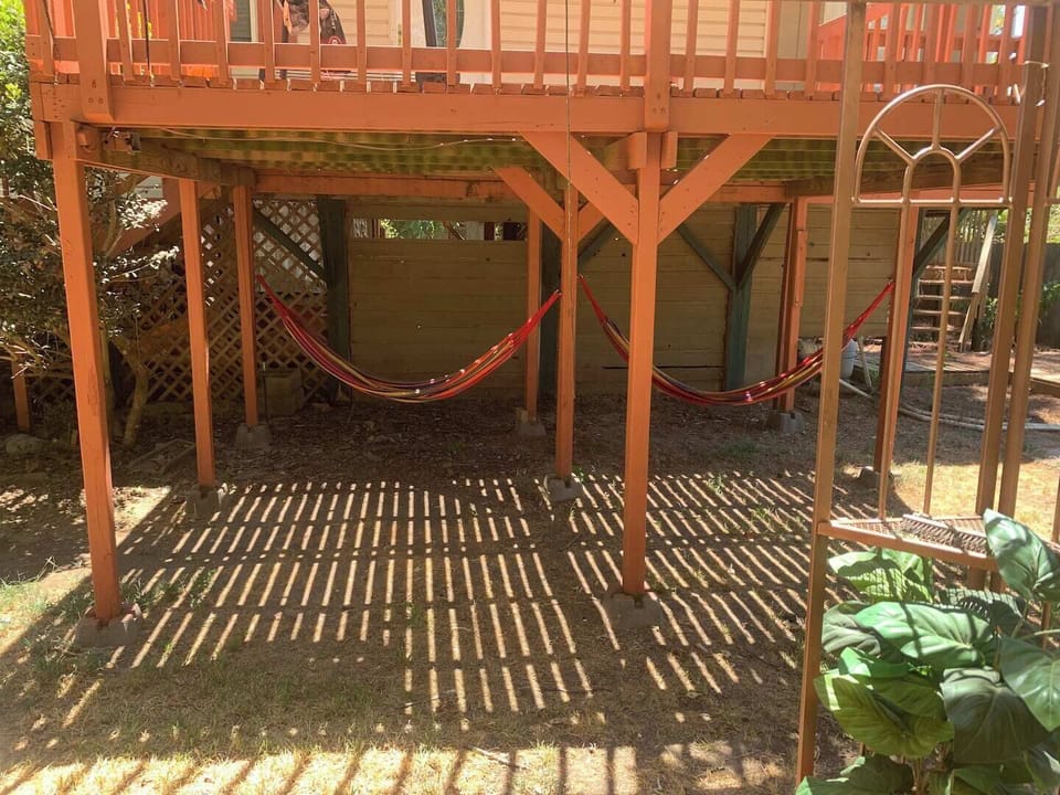 Enjoy the shade in these comfy hammocks and take a well deserved nap.
