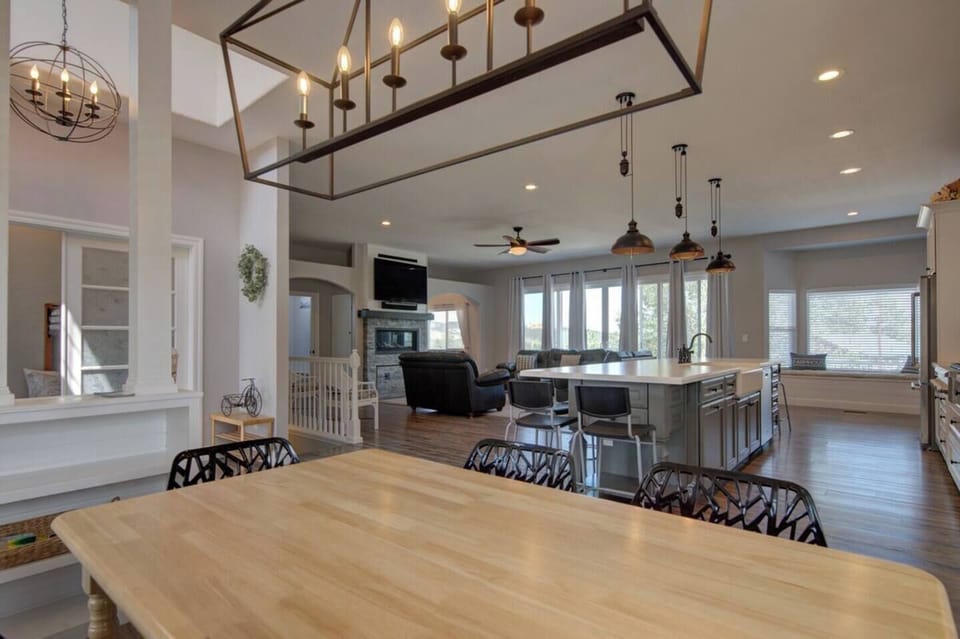 Adjacent dining table to the large kitchen 
