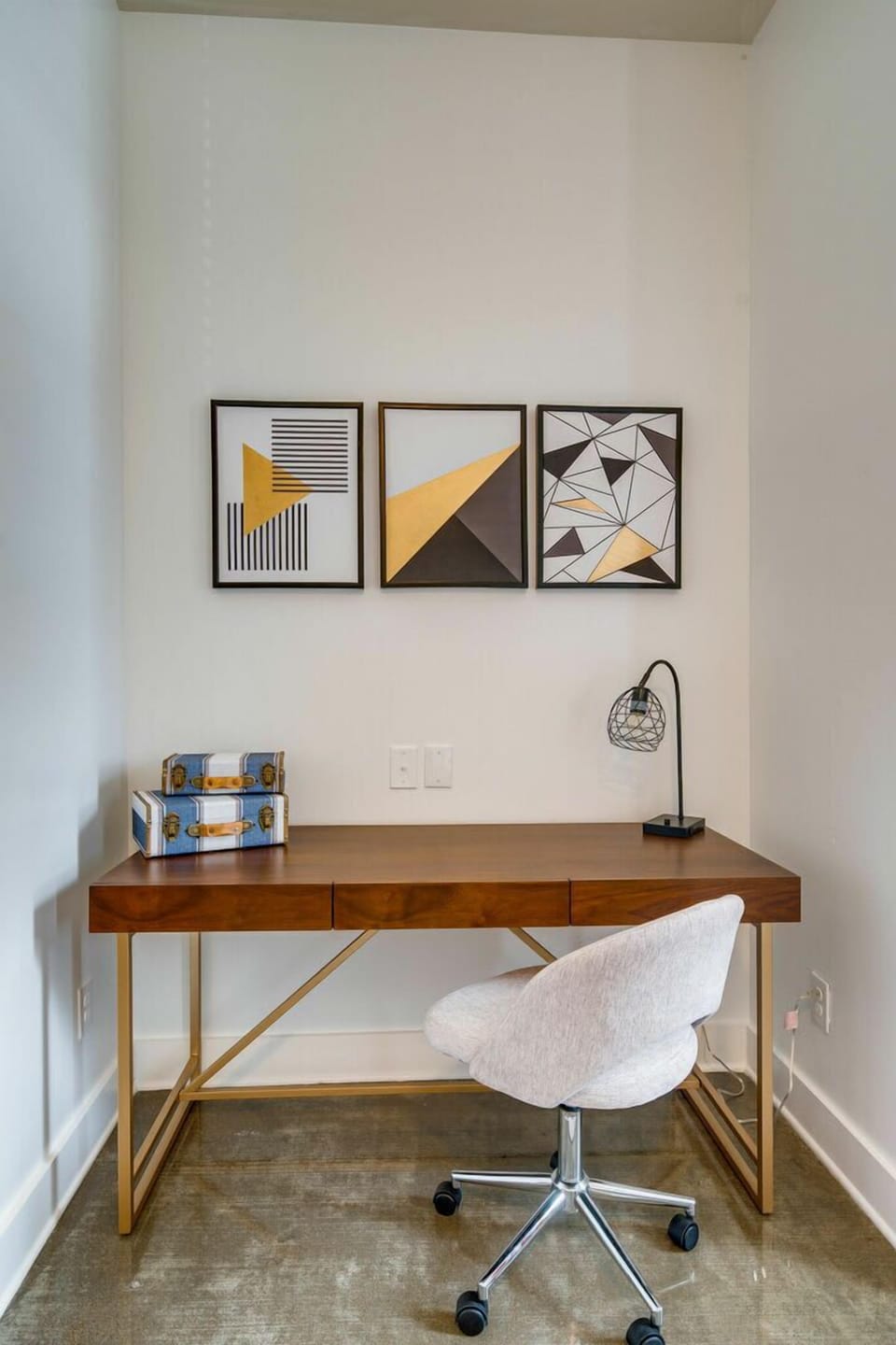 Primary bedroom with King bed, work space and lounge area. Includes en-suite bathroom.