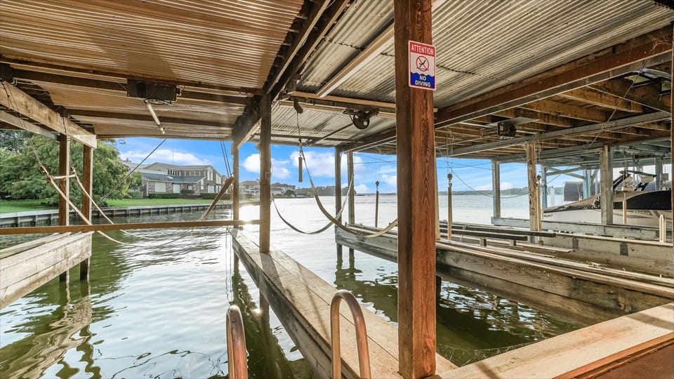 Two boat docks to tie up to.