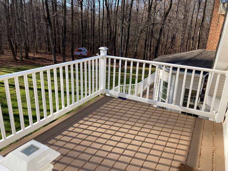 private deck, view of the woods