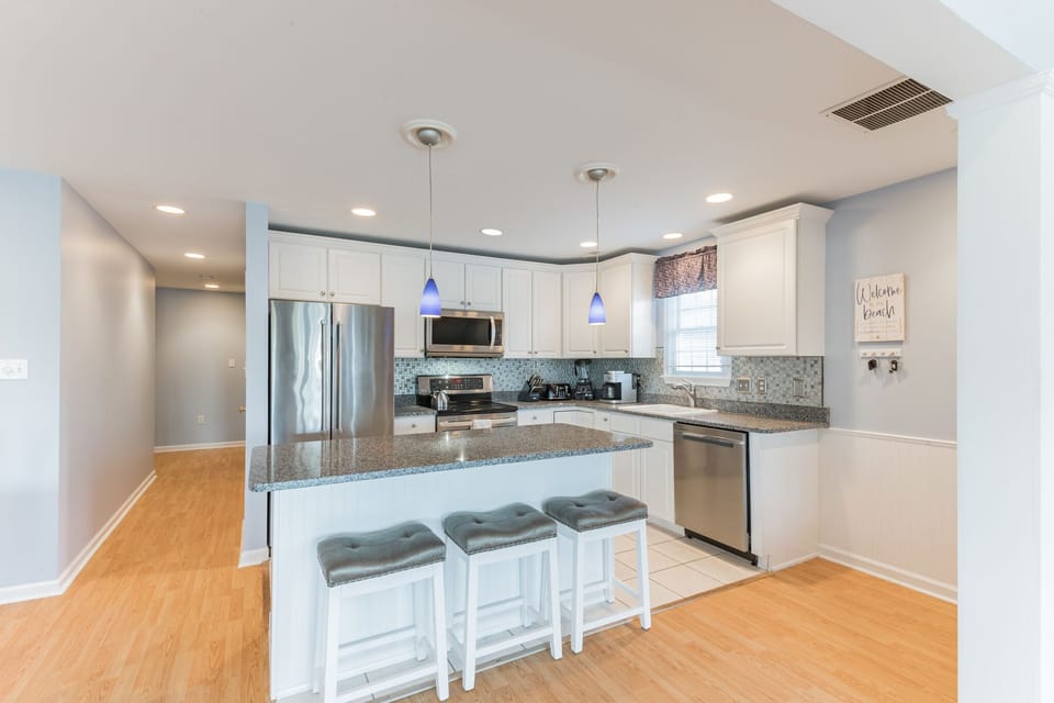 Open Concept Kitchen with Keurig Duo Coffee Maker and Vitamix Blender