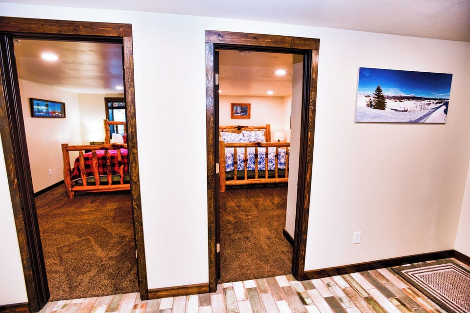 Bedrooms downstairs close to hot tub access