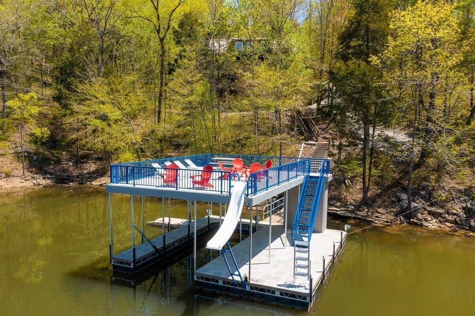 Large double deck dock w/ slide