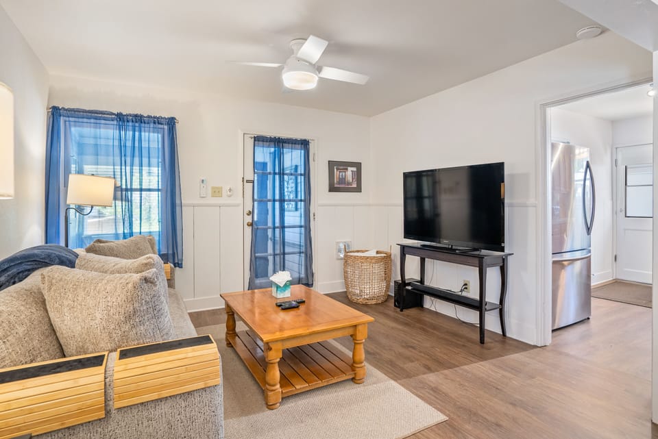 Kick back on the sofa with the TV in view