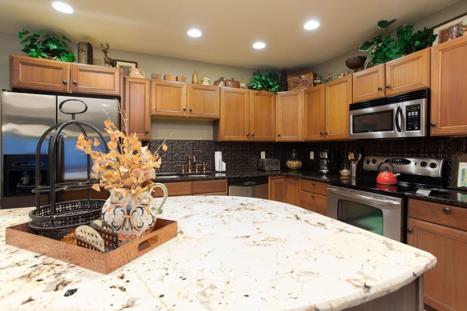 Kitchen island is perfect cooking with friends and family!