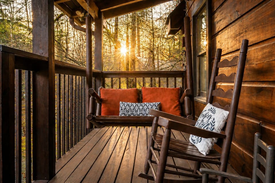 Relax on the porch swing or rocking chairs on the front porch.