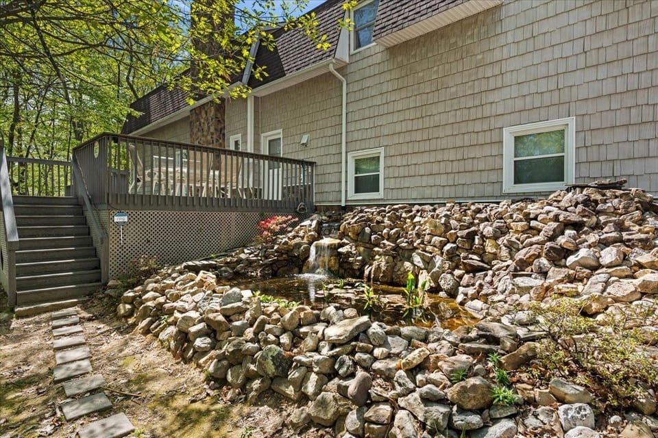 outdoor waterfall display