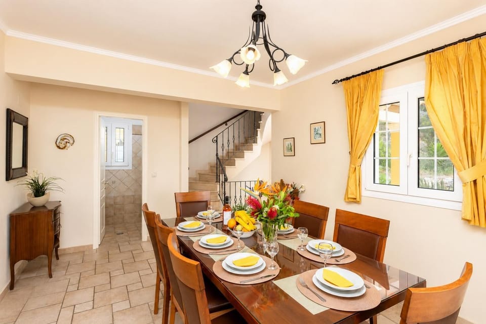 Dining room on first floor with sea views and balcony access