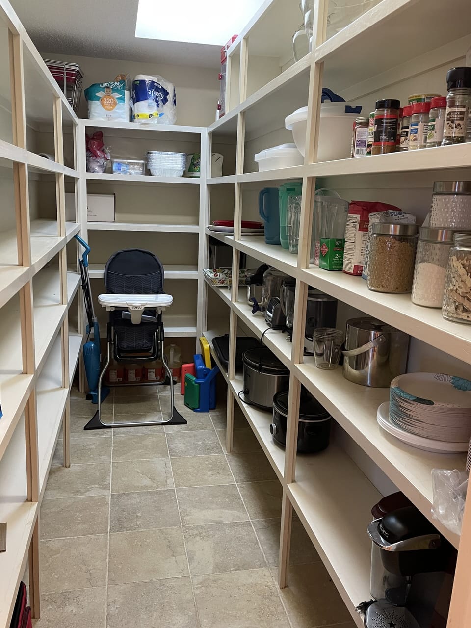 Huge pantry w/ small appliances and staples