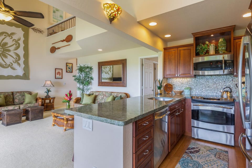 Kitchen w/ view of living area