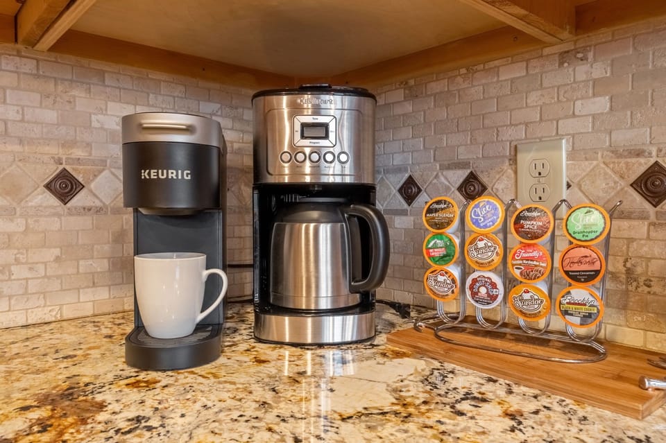 Your cozy caffeine corner — coffee, tea, and all the fixings on us.r