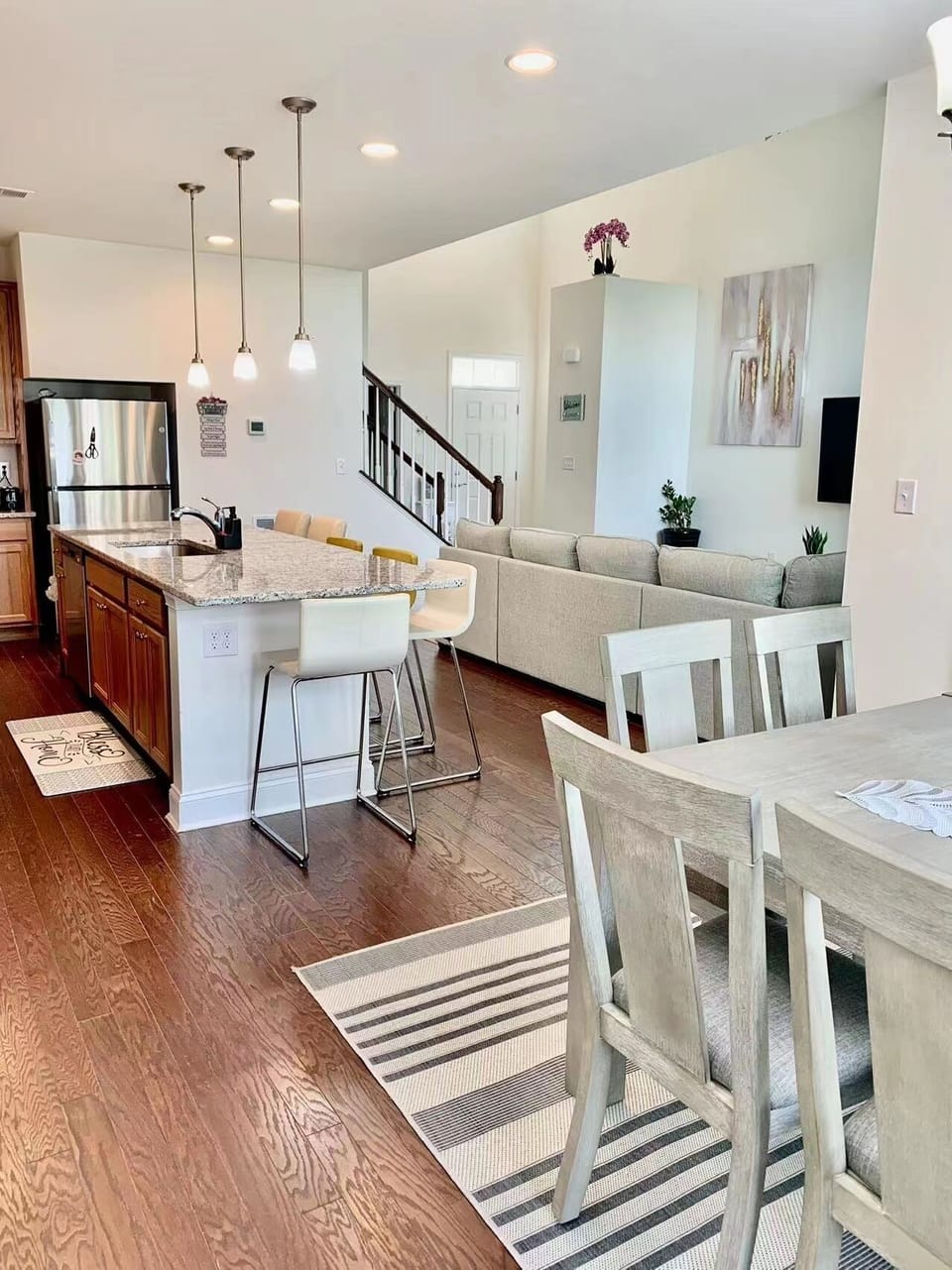 View from dining table to front entrance
