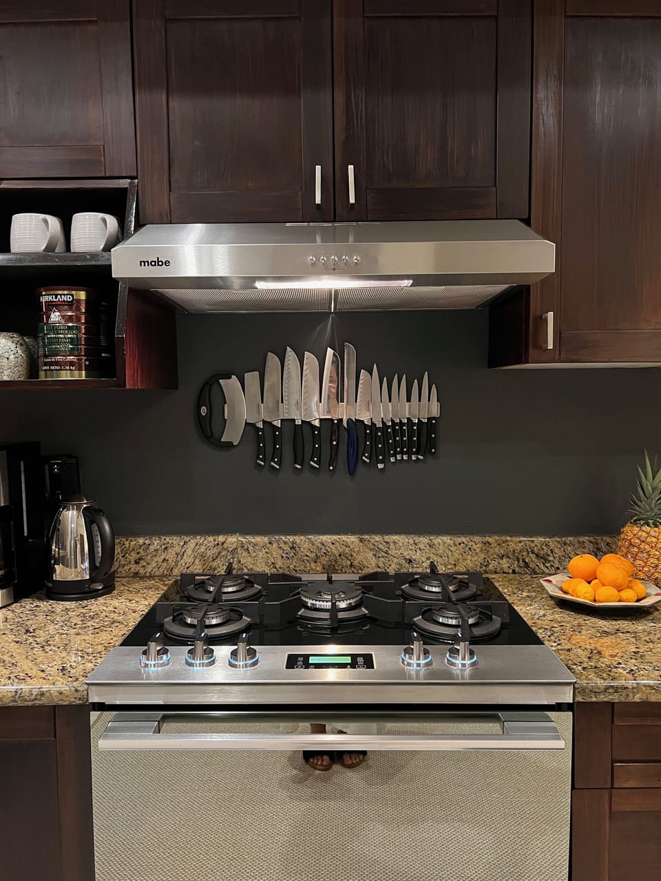 Five-burner gas range and oven