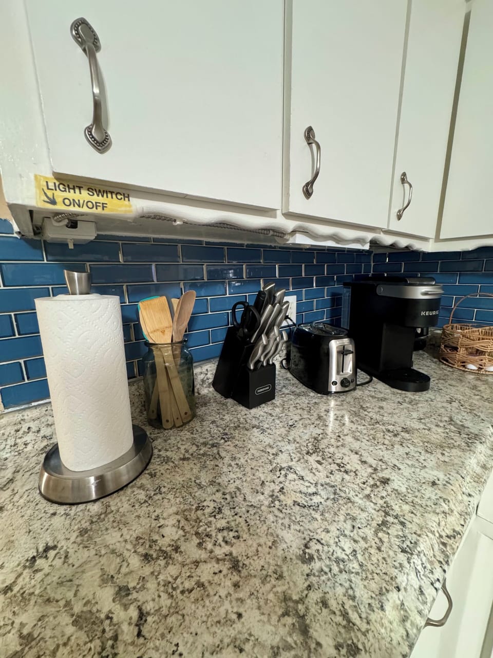 Kitchen Counter with emenities. 
