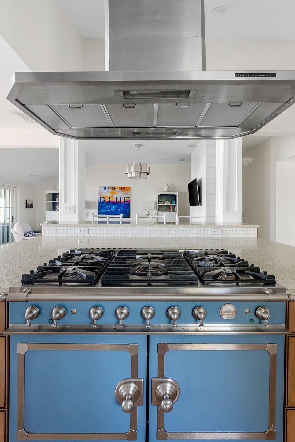 Professional oven and gas stove top.