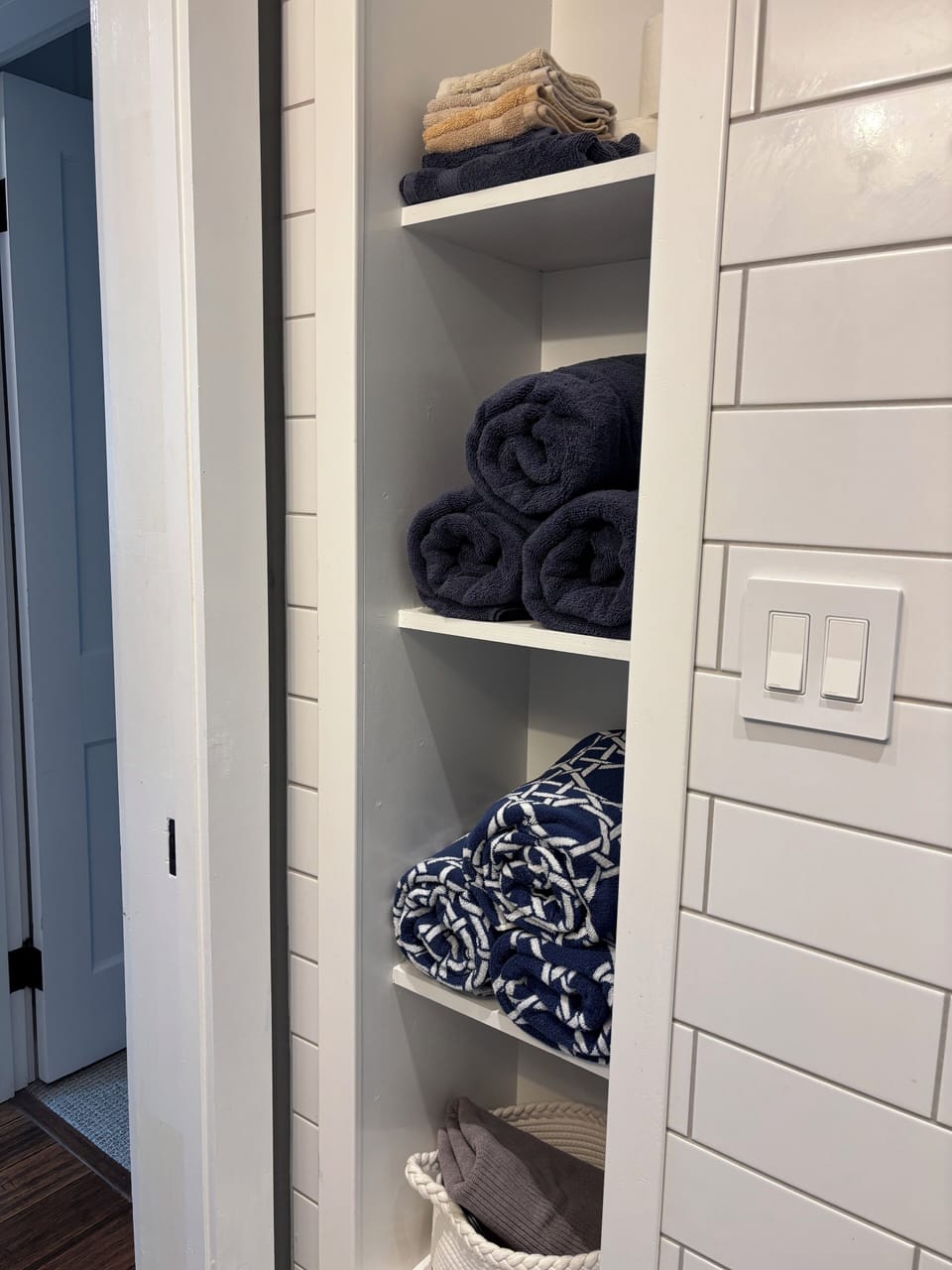Bath towels included.