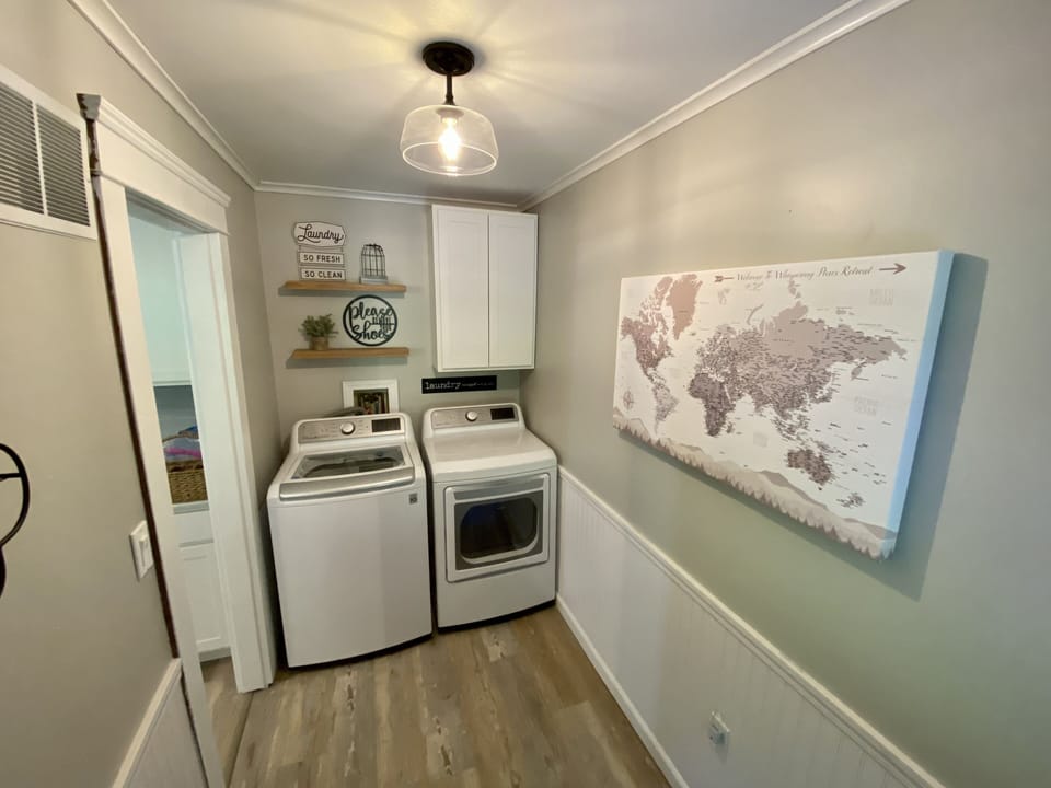 Entrance into the house through the laundry area that is stocked for your use.