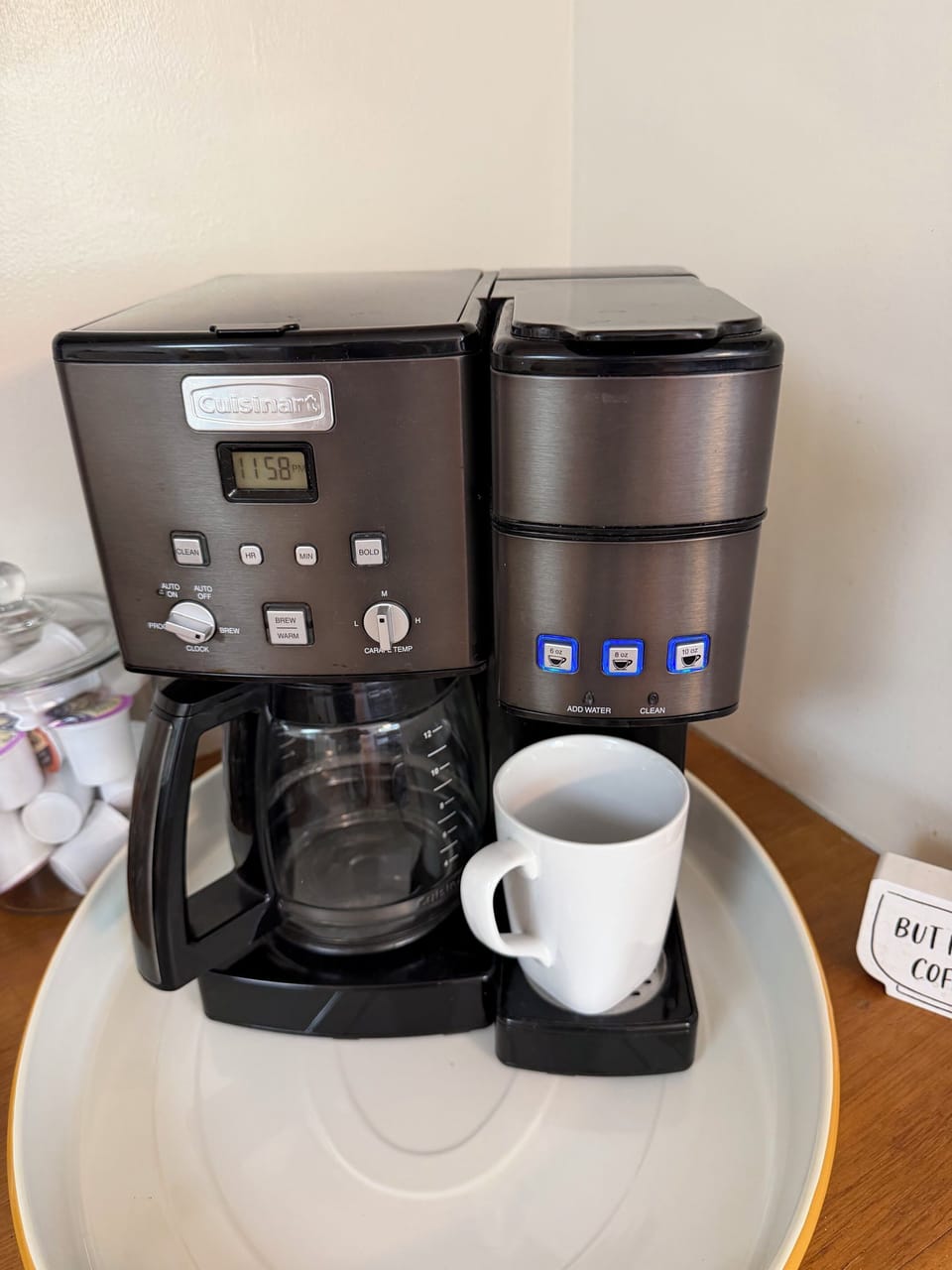 K-Cup and #4 cone filter drip coffee maker.