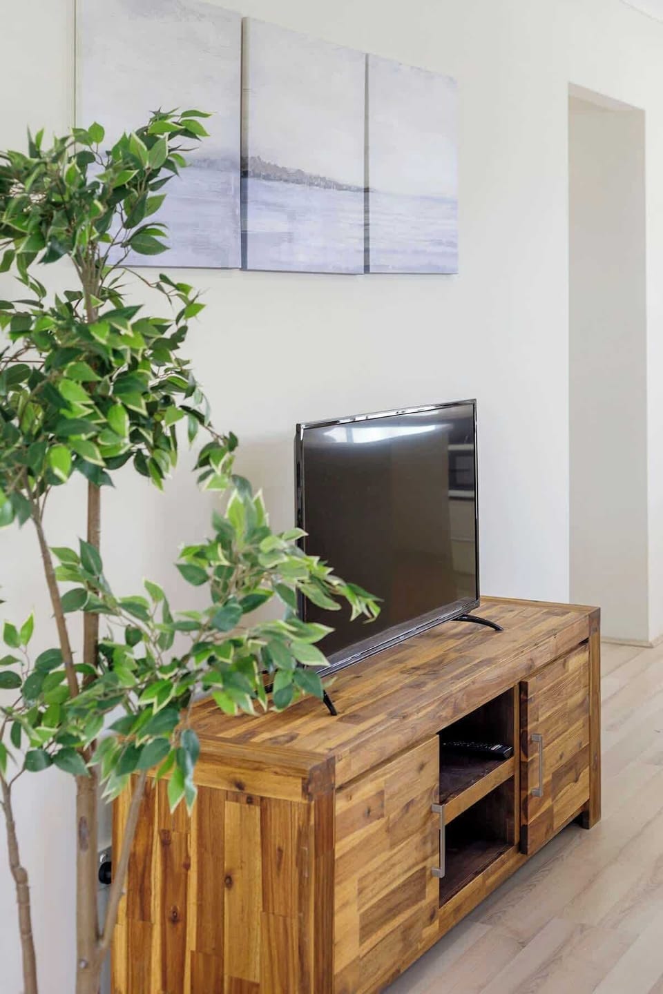 Entertainment at your fingertips: Flat-screen TV for cozy nights in.