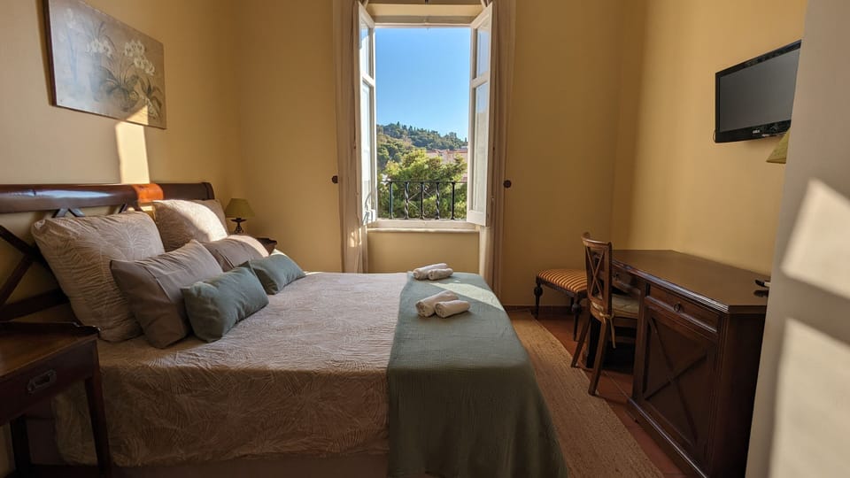 Drift to sleep in this plush bed.