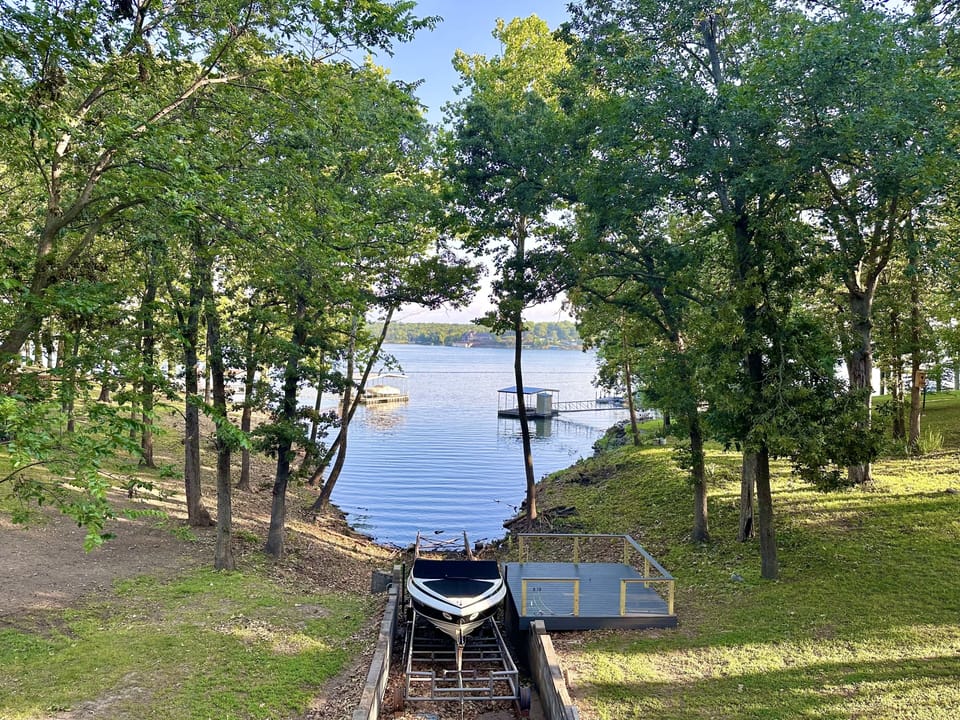 View of our cove and shore side deck. 
