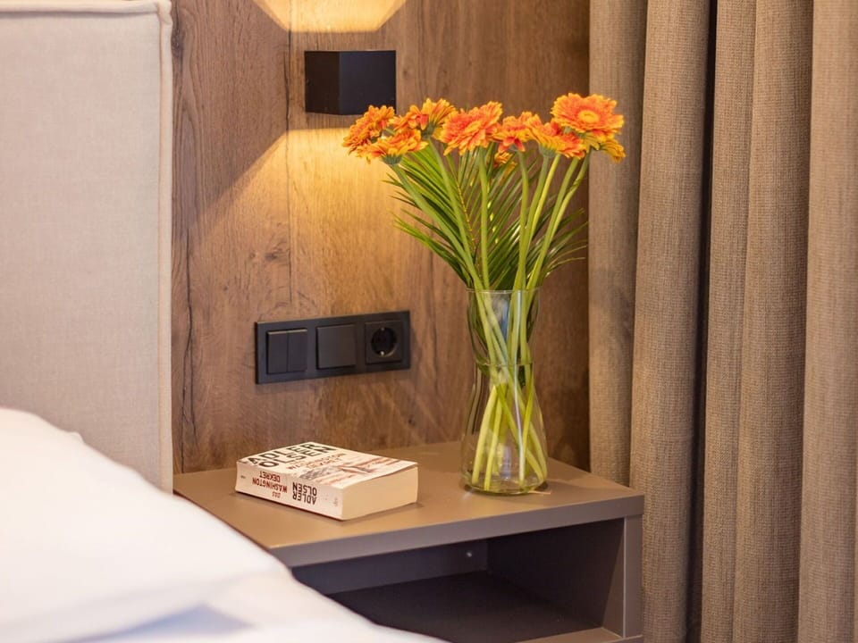 Interior Design, Bedroom, Wood, Floor, Furniture, Flooring, Bed, Textile, Lighting, Linens