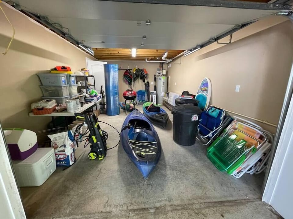 Outdoor gear storage on the lower level