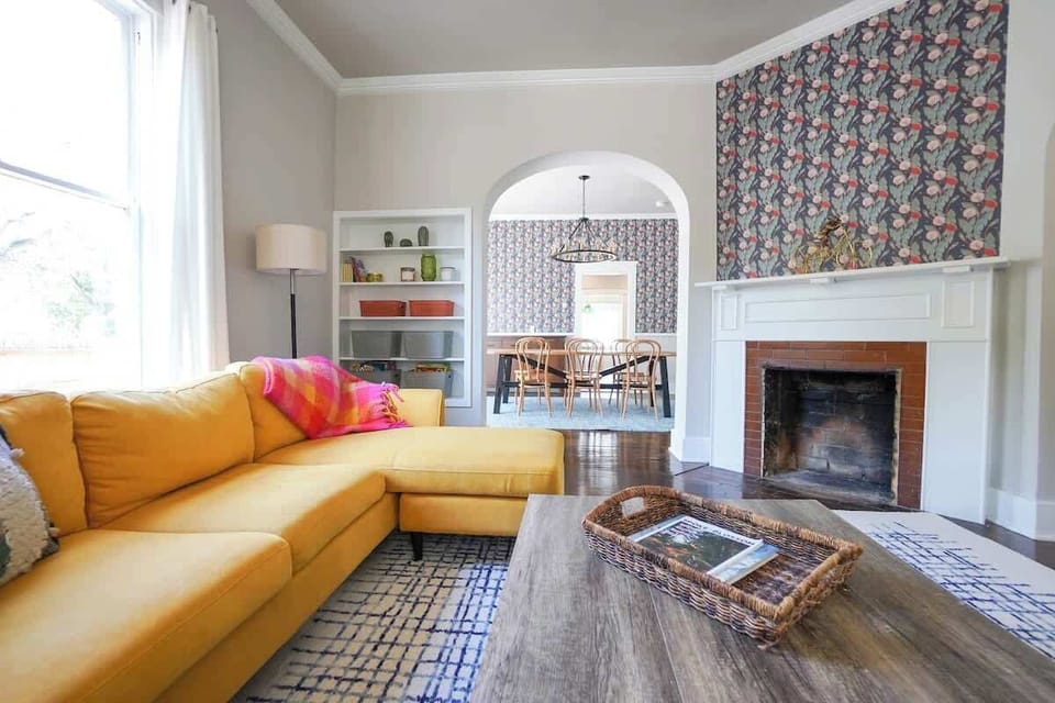 Funky, fun design in your spacious living room and connected dining area. 