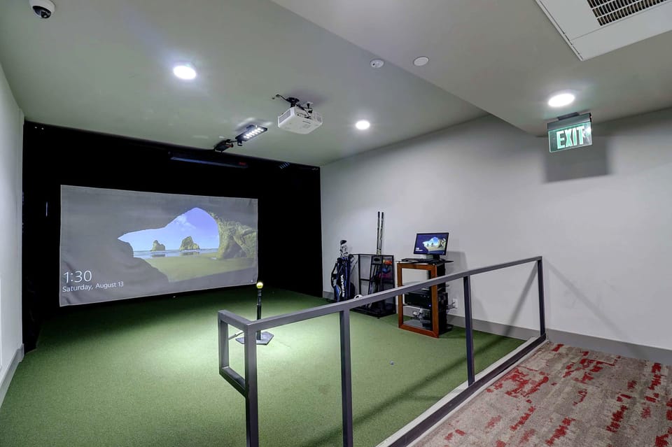 Swing away in our indoor golf simulator! Fun for all skill levels.