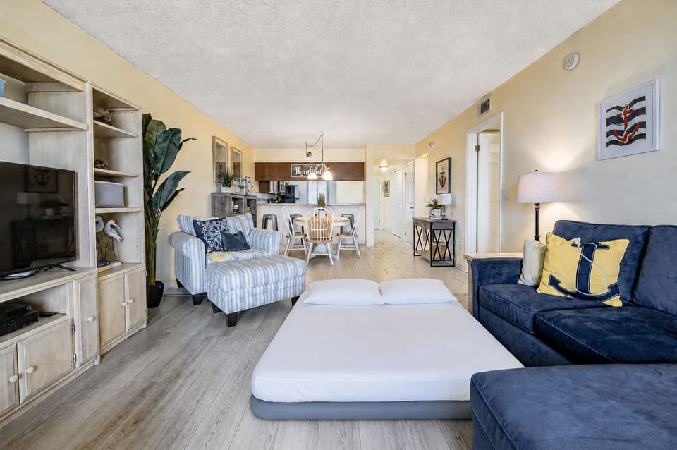 Queen air mattress for additional living room sleeping