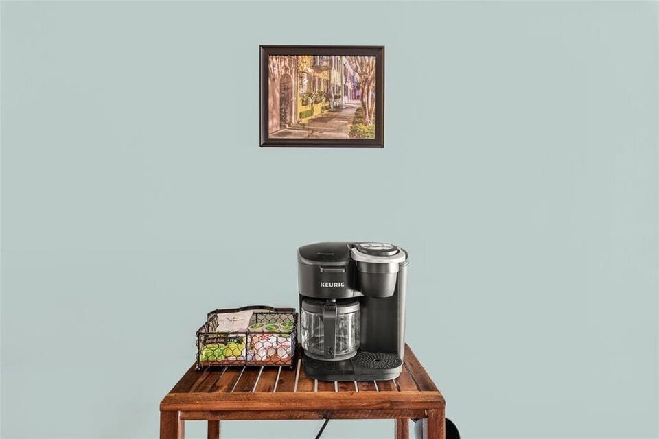 Coffee bar with coffee, creamers, sugar and tea!