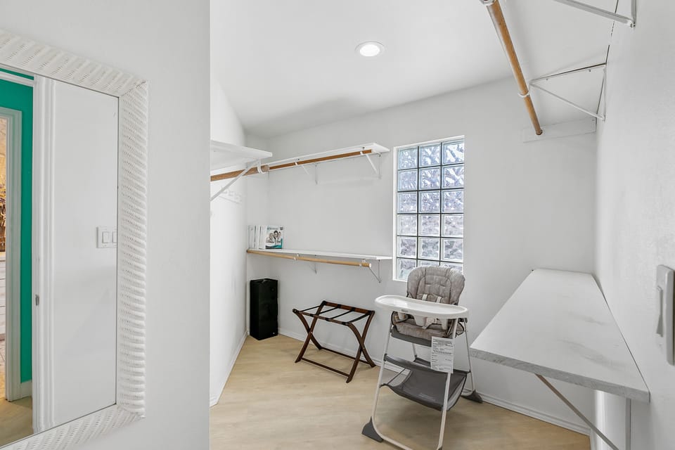 King master bedroom's closet: huge closet, you can find pack n play and high chair here.