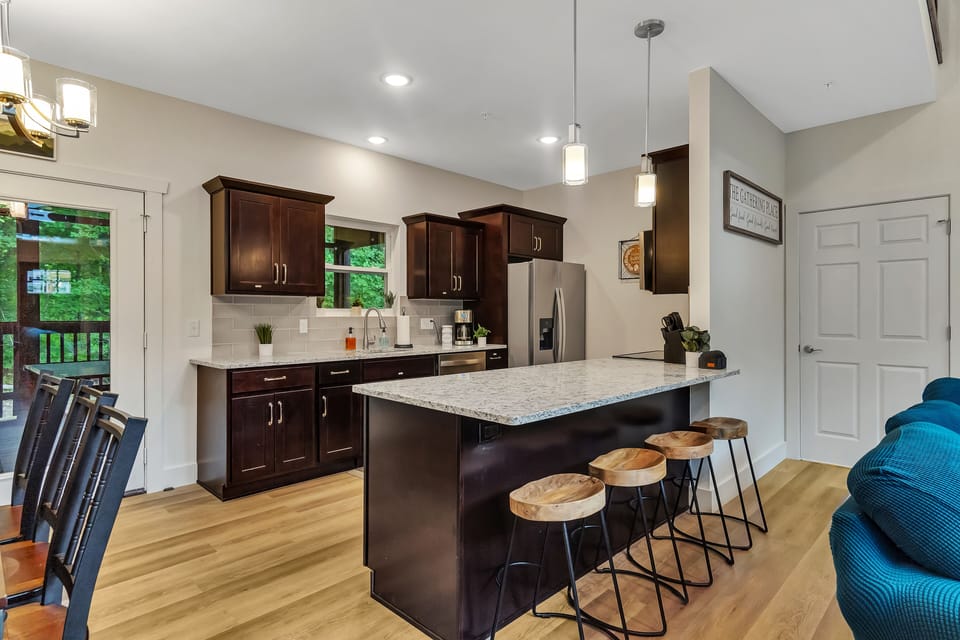 Kitchen with bar seating for 4